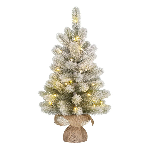 Black Box Trees Nagoya Kunstkerstboom met Verlichting - Kunstboom H60 x D44 cm - Kunst Kerstboom Besneeuwde Takken - in Jute Zak - Kerstdecoratie voor