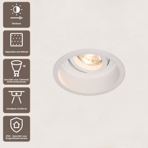 Artdelight Inbouwspot Rex Rond - Wit
