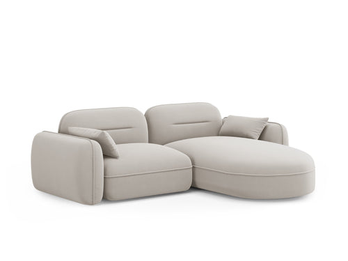 Cosmopolitan Design Modulaire hoekbank rechts Sydney 3-zits, flueel, lichtbeige - 165x230x70cm