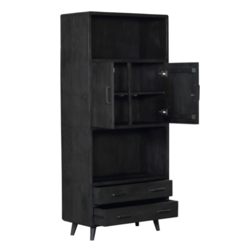 StarFurn Boekenkast Omaha - Zwart Mangohout - 90x45x200cm - vtwonen shop