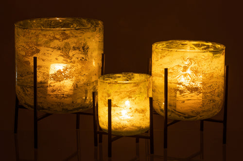 J-Line windlicht Staand Marmer - glas/ijzer - groen - large - vtwonen shop