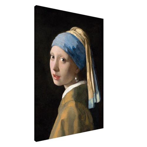 Artfulprints Canvas Johannes Vermeer – Meisje met de parel canvas - 50x70 cm - Blauw