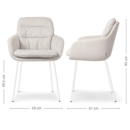 Nolon Nora-Mia Eetkamerstoel Beige - met Armleuning - Wit