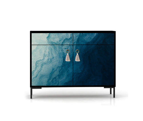 Dressoir MDF 2 deuren en 2 lades met Blauwe Oceaan-print - vtwonen shop