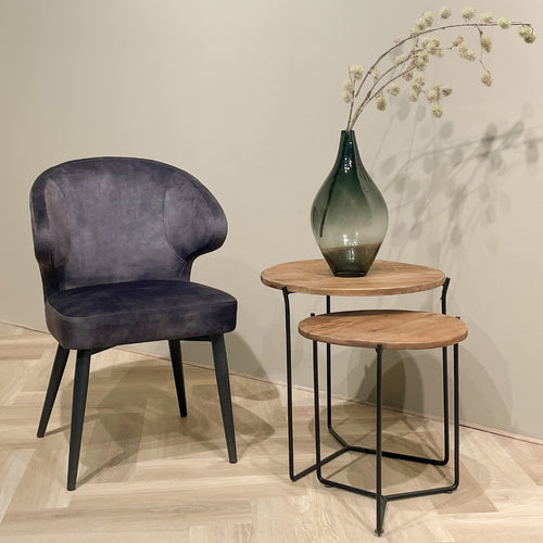 Livingfurn eetkamerstoel Donna - Velvet - Antraciet - 2 stuks
