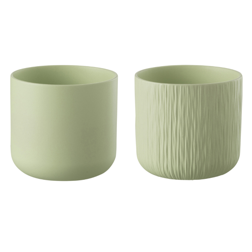 J-Line bloempot Gen - keramiek - pistache - small - 2 stuks - Ø 13.5 cm