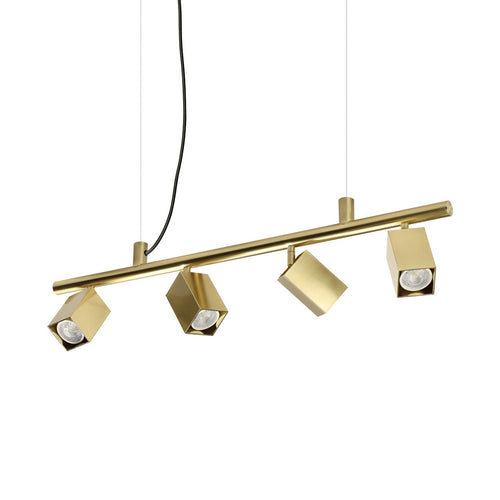 Ideal Lux DYNAMITE Vierkante hanglamp met stang, messing, 4x GU10 fitting