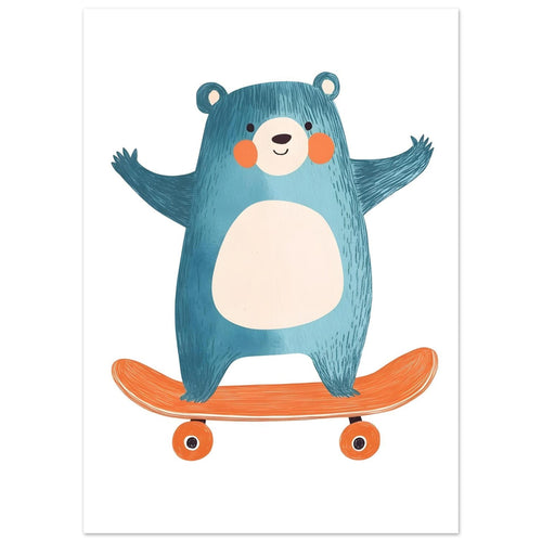 Artfulprints  Skatende beer   poster 50x70 cm - vtwonen shop