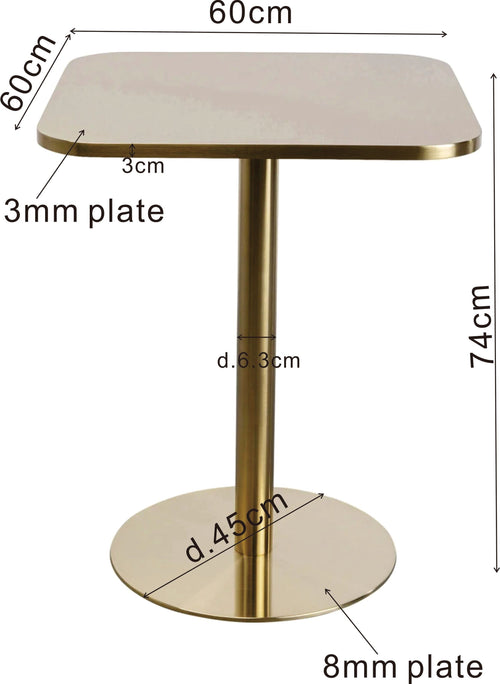 Kare Design Eettafel Julie 60x60cm goud - vtwonen shop