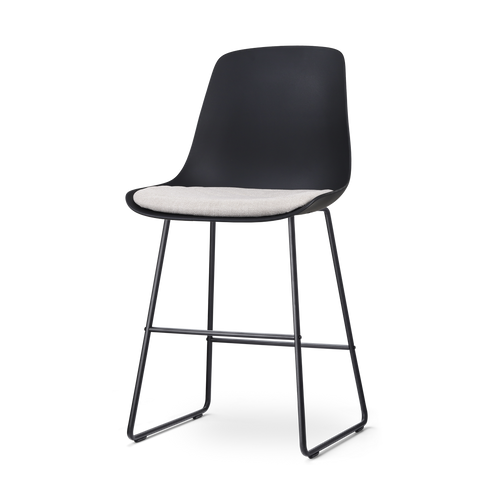 Nolon Nino-Liv Barkruk Zwart - Beige Kussen - Zwart Frame - 65cm