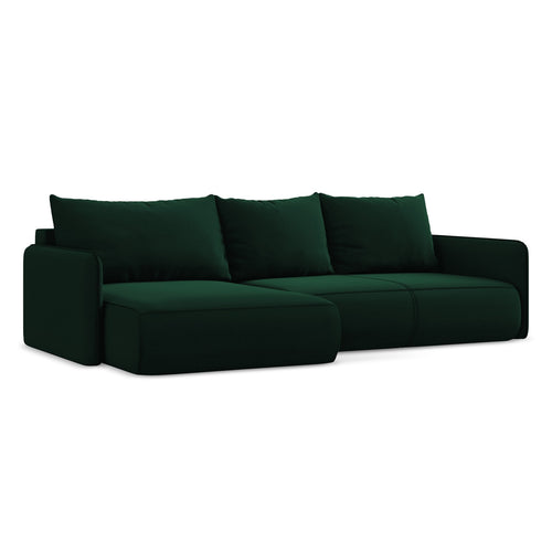 LaMiaSofa hoekbank links Palermo - velours - flessengroen - 240x148x86