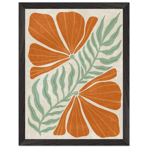 Artfulprints Poster met Lijst Boho – Orange florals   - 30x40 cm - Oranje