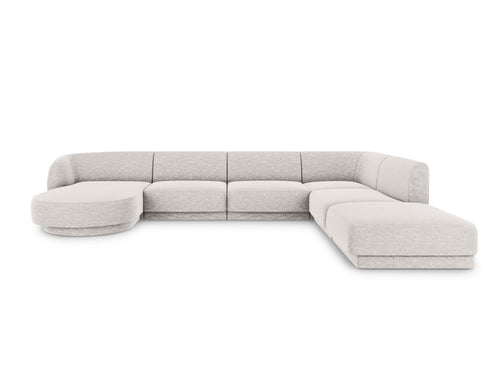 Micadoni Panoramische hoekbank rechts Miley 6-zits, chenille, lichtgrijs - 255x330x70cm
