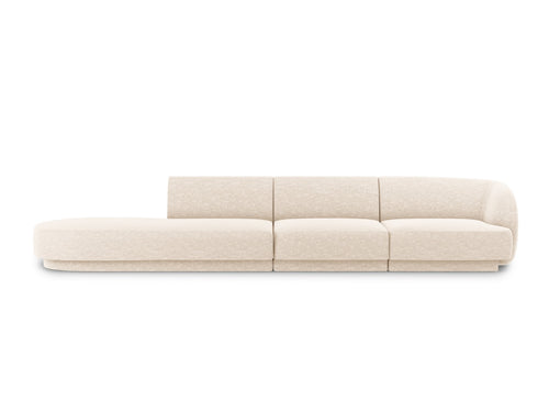 Micadoni linker bank Miley 4-zits, structurele stof ivoor - 90x323x70cm