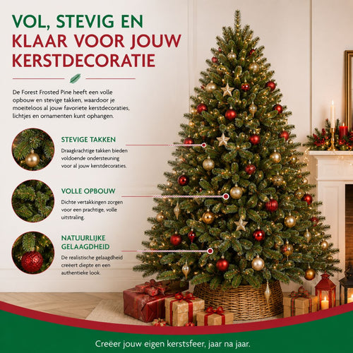 Triumph Tree Forest Frosted Kunstkerstboom - Kerstversiering voor Binnen met Frosted Naaldtips - Kunstboom met Insteekconstructie en Kleurcodes - H260