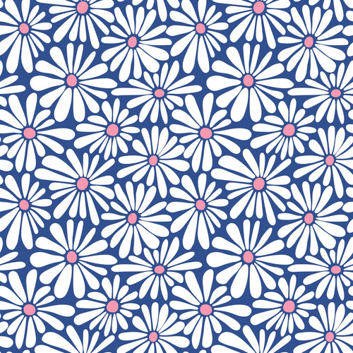 ESTAhome behang madeliefjes blauw en roze - 50 x 900 cm - 131150 - vtwonen shop