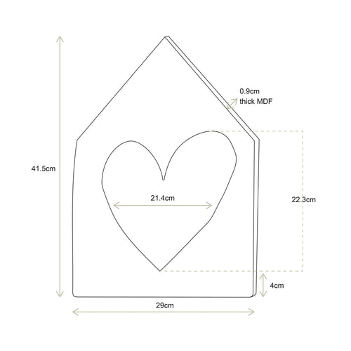 vtwonen Wanddecoratie Huisje met Hartje – Zwart Hout – 41,5 cm