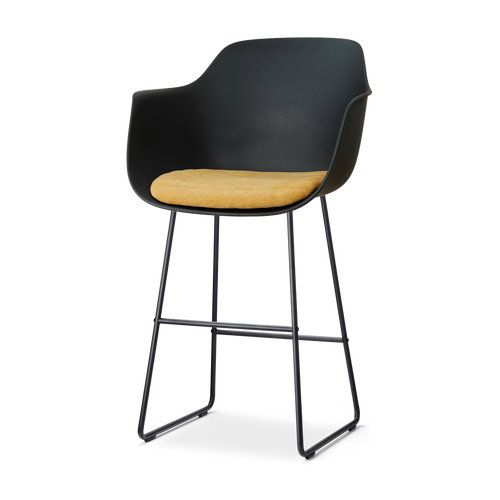 Nolon Nino-Liz barkruk zwart met warm oker zitkussen - zwart onderstel - 75 cm