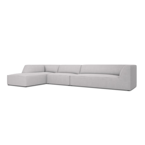 Cosmopolitan Design - Modulaire hoekbank links Siena 5-zits, structurele stof lichtgrijs - 180x366x69cm