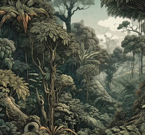 Sanders & Sanders fotobehang jungle-motief donkergroen - 300 x 279 cm - 950025