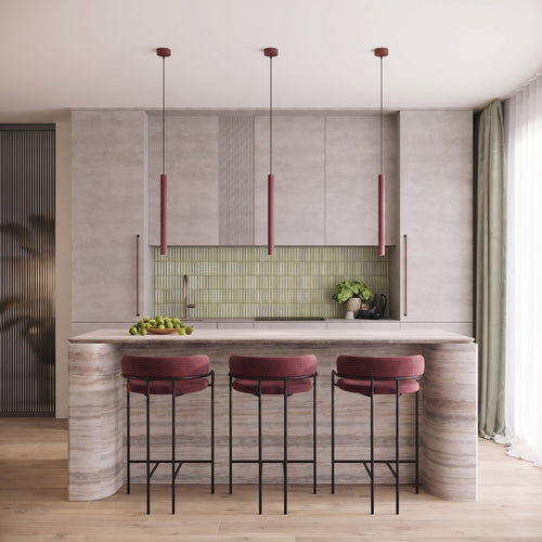 Sollux Lighting Hanglamp ARCHE 1 bordeaux - 8x8x120cm