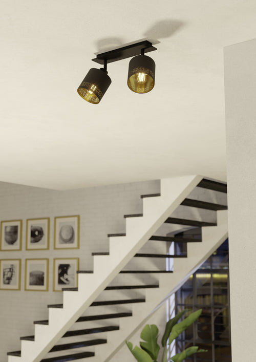 EGLO spot Esteperra - e27 - 33,5 cm - zwart/goud