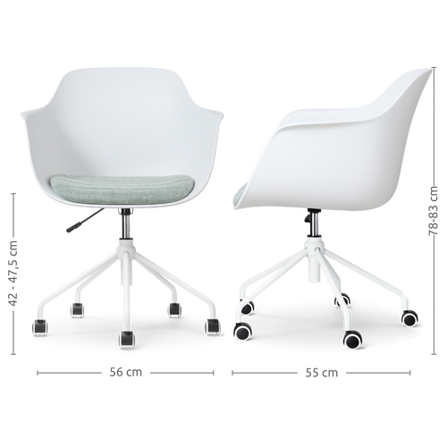 Nolon Nout-Liz Bureaustoel Wit - Zacht Groen Kussen - Wit Onderstel - vtwonen shop