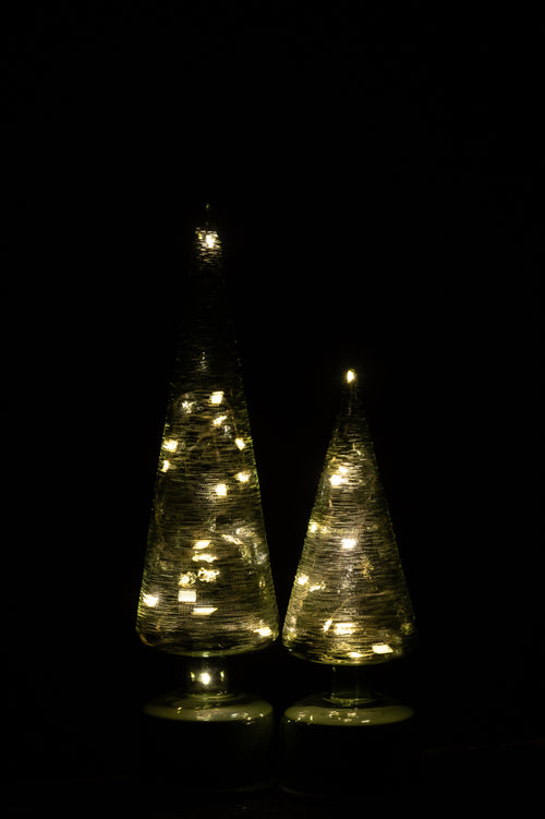 J-Line decoratie kerstboom Draaiend - glas - wit/transparant - large - LED lichtjes - vtwonen shop