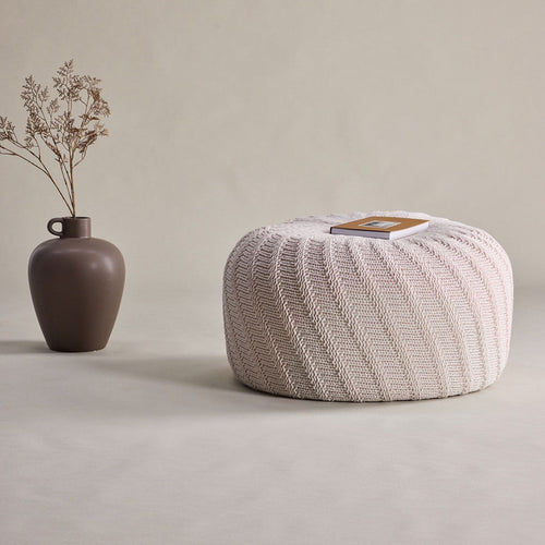 Nest living Dina Ronde Gebreide Poef Ø 60 cm - Crême