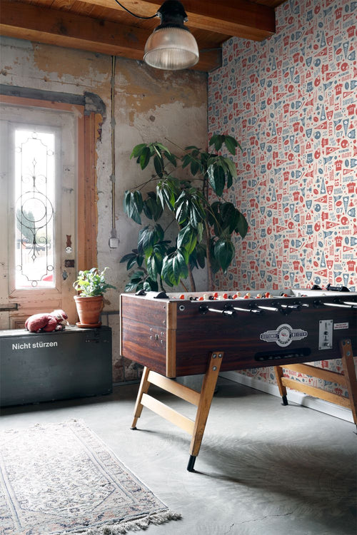 ESTAhome behang sportthema beige, bruin en olijfgroen - 50 x 900 cm - 131942