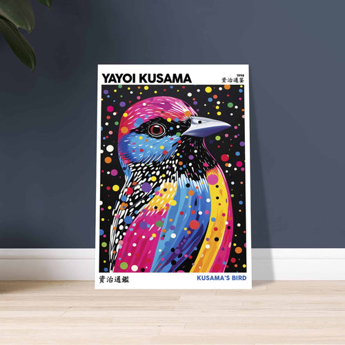 Artfulprints Poster met Lijst Yayoi Kusama - Kusama's bird   - 70x100 cm - Meerkleurig