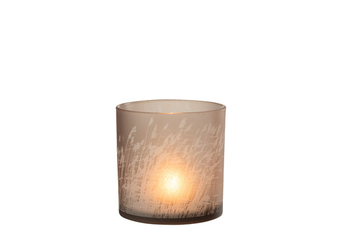 J-Line windlicht Gras - glas - beige - large