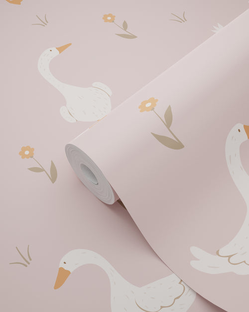 ESTAhome behang schattige ganzen roze - 50 x 900 cm - 131829