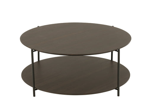 J-Line salontafel Rond - hout/metaal - donkerbruin - small