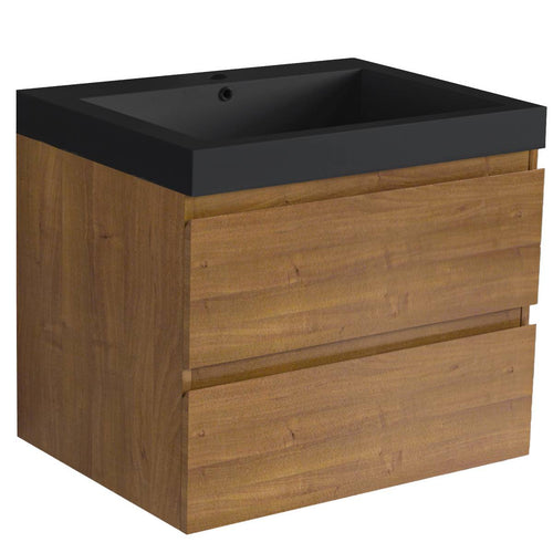 LOMAZOO badkamermeubel Monaco - zwevend - zwart - warm eiken - 60 cm