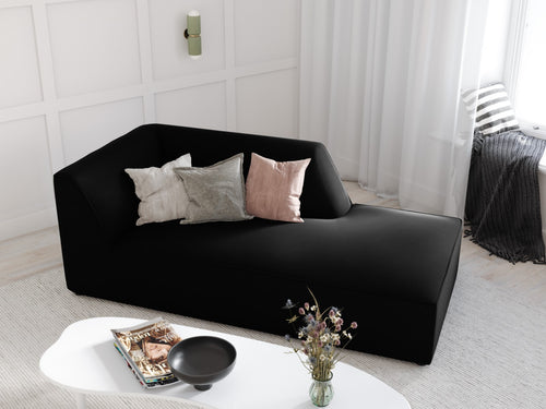 Micadoni rechter chaise longue Ruby flueel, zwart - 180x93x69cm