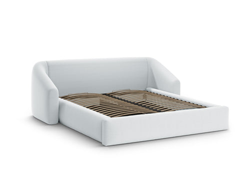 Cosmopolitan Design Opbergbed met hoofdeinde Campi 200x160cm structurele stof lichtgrijs - 230x228x80cm