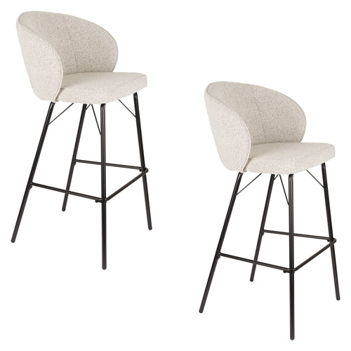 Housecraft Living Joa Barkrukken met rugleuning Bouclé Beige - Set van 2 - vtwonen shop