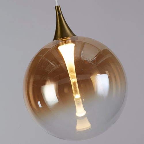 Searchlight Alchemy 3-lichts LED-balkplafondlamp, zwart metaal en amberkleurig glas