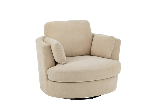 J-Line loungestoel Swiv - populierenhout/schuime - hout - beige - vtwonen shop