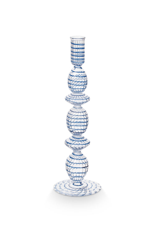 Pip Studio Kandelaar Swirl - Glas - Donkerblauw - 28cm - vtwonen shop