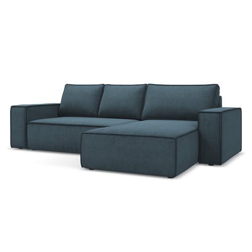 LaMiaSofa hoekbank rechts Livorno - textuurstof - jeans - 290x185x82