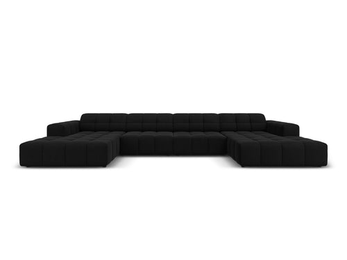 Cosmopolitan Design Panoramische bank Chicago 6-zits, flueel zwart - 167x375x78cm