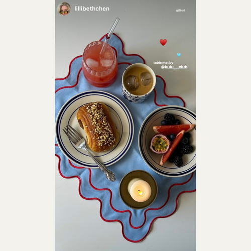 Kulu Club placemats Wavy - linnenmix - blauw - set van 2 - vtwonen shop