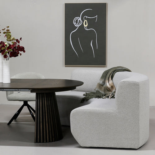 Giga Meubel Eetkamerbank Ivar - Greige Stof Metaal - 210x85x85cm - vtwonen shop