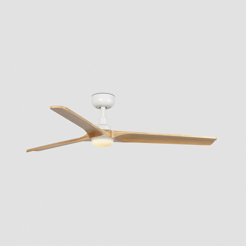 Faro Heywood Heywood 132cm LED-plafondventilator mat wit, grenenhouten bladen CCT