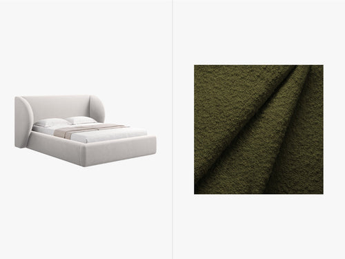 Micadoni - Opbergbed met hoofdeinde "Miley" 200x160cm boucle zwart - 230x207x100cm