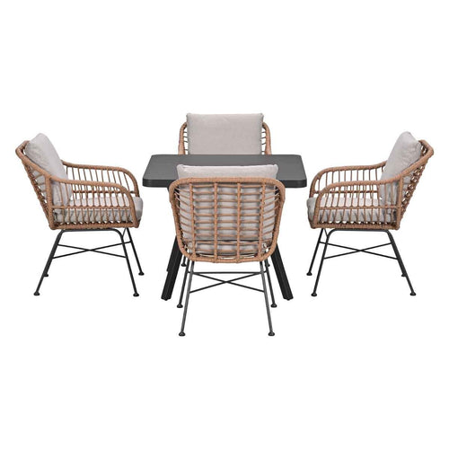 Garden Impressions Tuinset Lucas bruin 5-delig - Mina tuintafel 90x90 cm