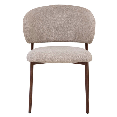 Giga Meubel Eetkamerstoel Feya - Beige/Walnoot - 51x53x81cm - Set van 2