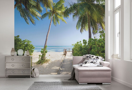 Sanders & Sanders fotobehang palmbomen op het strand groen 300 x 250 cm 612538